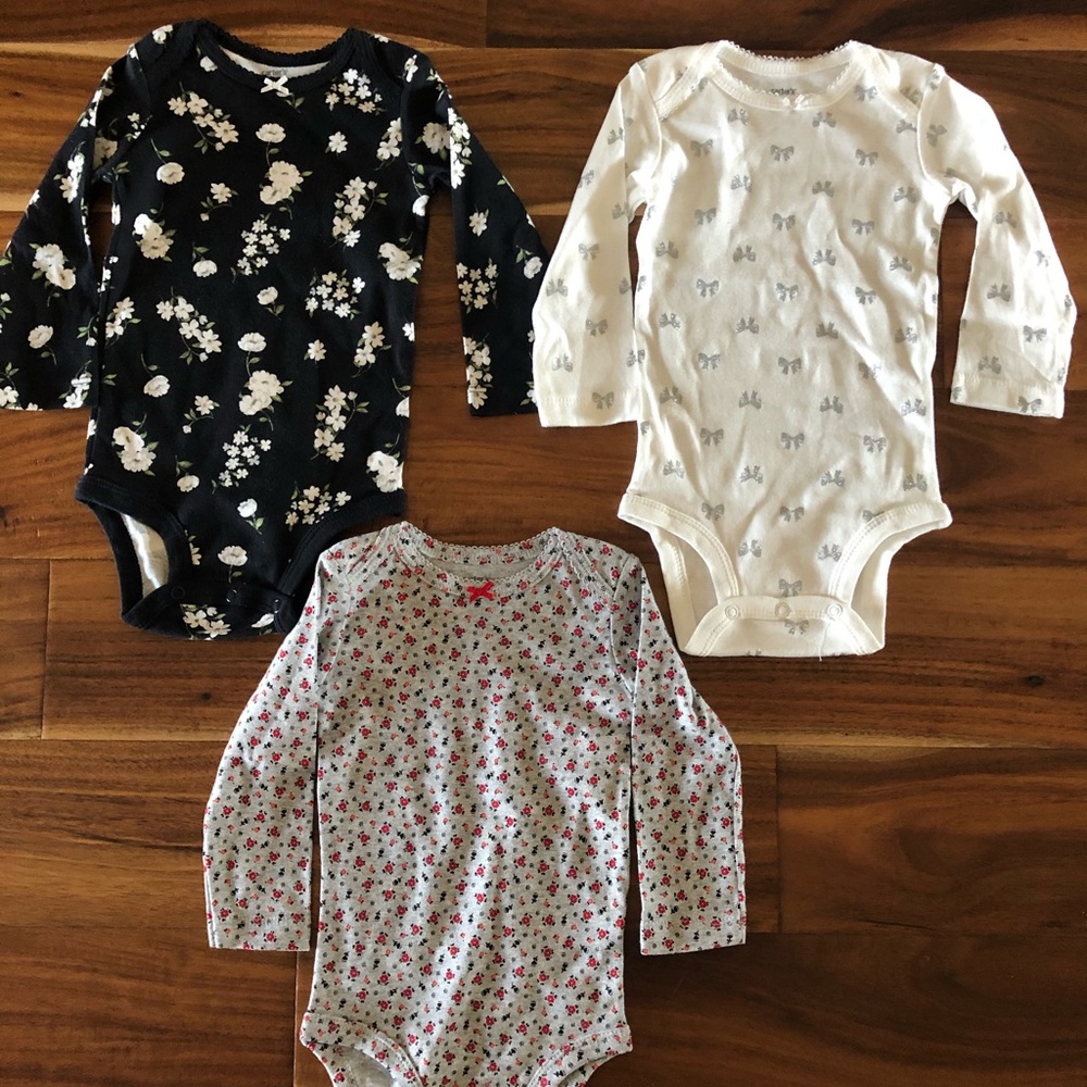 Baby onesies (3) long sleeve 12 months Brand New